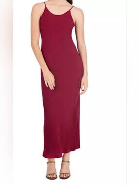 Point Faux suede straight slip dress CABERNET Small Cupro Evening Cocktail